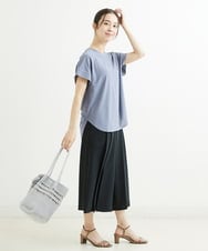 F1LGS66150 MK MICHEL KLEIN(小さいサイズ)(メゾン ドゥ サンク) 【小さいサイズ】プリーツデザインスカーチョ/洗える ブルー