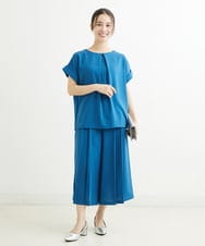F1LGS66150 MK MICHEL KLEIN(小さいサイズ)(メゾン ドゥ サンク) 【小さいサイズ】プリーツデザインスカーチョ/洗える ブルー