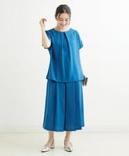 F1LGS66150 MK MICHEL KLEIN(小さいサイズ)(メゾン ドゥ サンク) 【小さいサイズ】プリーツデザインスカーチョ/洗える ブルー