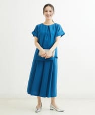 F1LGS66150 MK MICHEL KLEIN(小さいサイズ)(メゾン ドゥ サンク) 【小さいサイズ】プリーツデザインスカーチョ/洗える ブルー