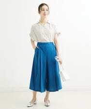 F1LGS66150 MK MICHEL KLEIN(小さいサイズ)(メゾン ドゥ サンク) 【小さいサイズ】プリーツデザインスカーチョ/洗える ブルー