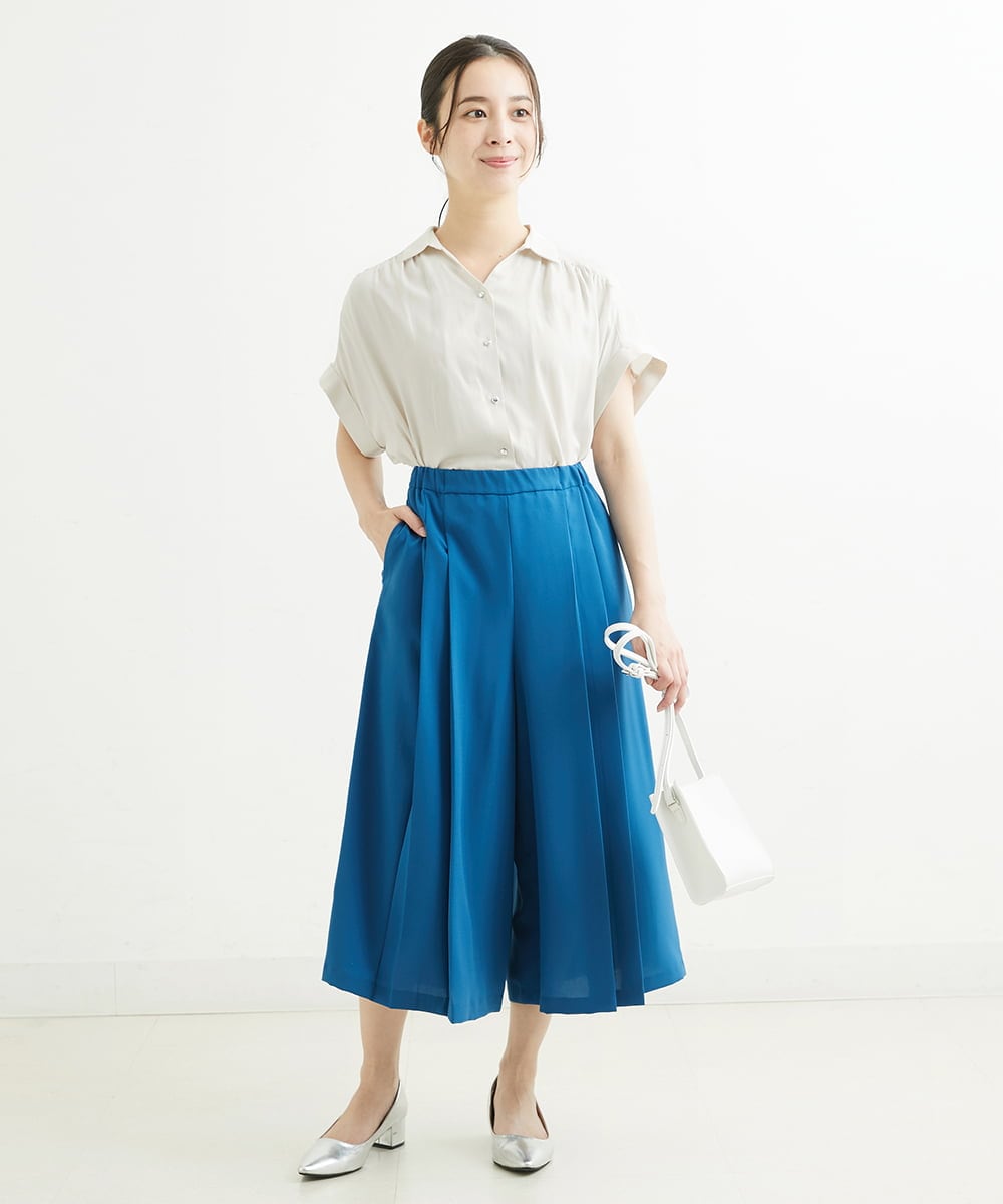F1LGS66150 MK MICHEL KLEIN(小さいサイズ)(メゾン ドゥ サンク) 【小さいサイズ】プリーツデザインスカーチョ/洗える ブルー
