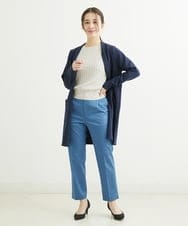 F1LGU34140 MK MICHEL KLEIN(小さいサイズ)(メゾン ドゥ サンク) 【小さいサイズ】サテンストレッチテーパードパンツ/洗える ブルー