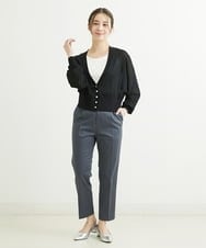 F1LGU34140 MK MICHEL KLEIN(小さいサイズ)(メゾン ドゥ サンク) 【小さいサイズ】サテンストレッチテーパードパンツ/洗える ブルー