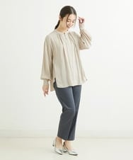 F1LGU34140 MK MICHEL KLEIN(小さいサイズ)(メゾン ドゥ サンク) 【小さいサイズ】サテンストレッチテーパードパンツ/洗える ブルー