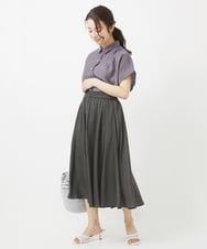 F1LGV03150 MK MICHEL KLEIN(小さいサイズ)(メゾン ドゥ サンク) 【小さいサイズ】サテンガウチョパンツ/接触冷感/洗える ライトブルー