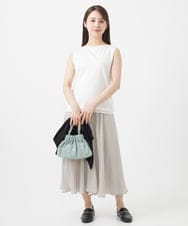 F1LGV03150 MK MICHEL KLEIN(小さいサイズ)(メゾン ドゥ サンク) 【小さいサイズ】サテンガウチョパンツ/接触冷感/洗える ライトブルー