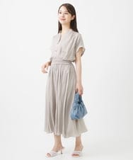 F1LGV03150 MK MICHEL KLEIN(小さいサイズ)(メゾン ドゥ サンク) 【小さいサイズ】サテンガウチョパンツ/接触冷感/洗える ライトブルー