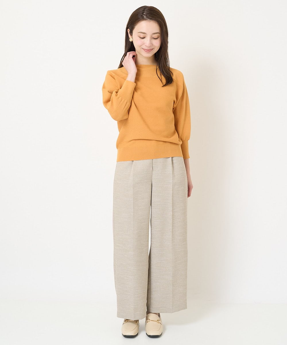 F1LGV36170 MK MICHEL KLEIN(小さいサイズ)(メゾン ドゥ サンク) 【小さいサイズ】リネンライクナチュラルワイドパンツ/洗える/3サイズ展開 ベージュ