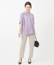 F1LGV58150 MK MICHEL KLEIN(小さいサイズ)(メゾン ドゥ サンク) 【小さいサイズ】ストレッチテーパードパンツ/UVカット/接触冷感/セットアップ対応/洗える ベージュ