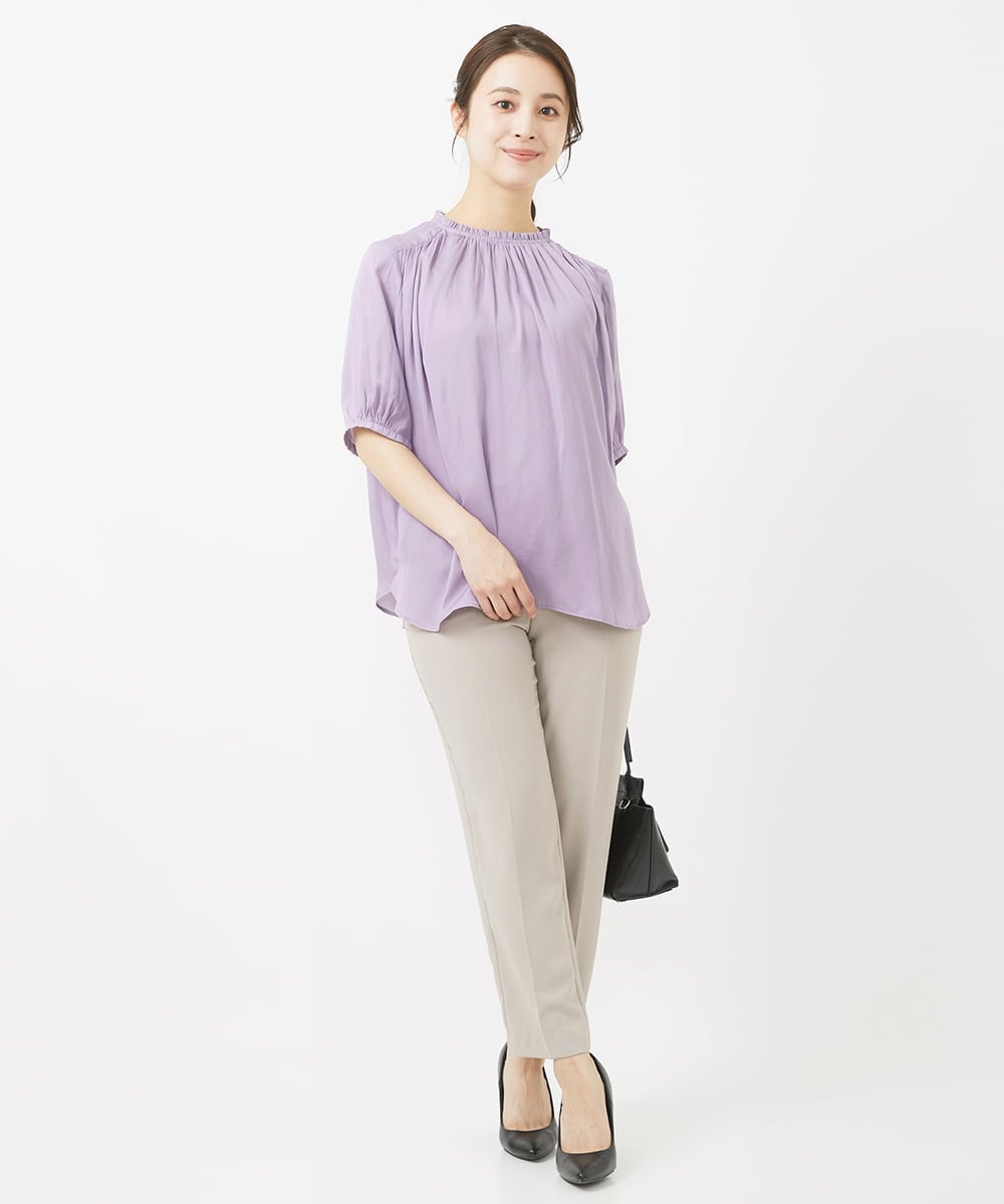 F1LGV58150 MK MICHEL KLEIN(小さいサイズ)(メゾン ドゥ サンク) 【小さいサイズ】ストレッチテーパードパンツ/UVカット/接触冷感/セットアップ対応/洗える ベージュ