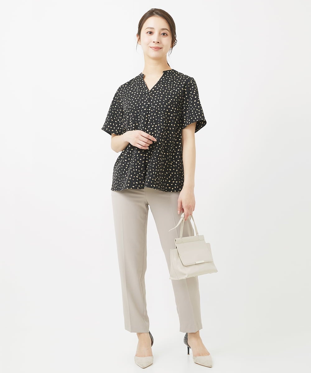 F1LGV58150 MK MICHEL KLEIN(小さいサイズ)(メゾン ドゥ サンク) 【小さいサイズ】ストレッチテーパードパンツ/UVカット/接触冷感/セットアップ対応/洗える ベージュ