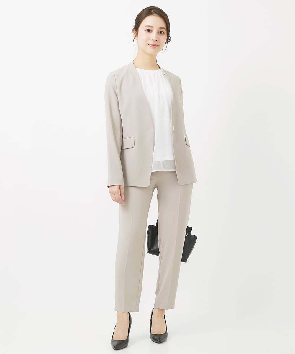 F1LGV58150 MK MICHEL KLEIN(小さいサイズ)(メゾン ドゥ サンク) 【小さいサイズ】ストレッチテーパードパンツ/UVカット/接触冷感/セットアップ対応/洗える ベージュ