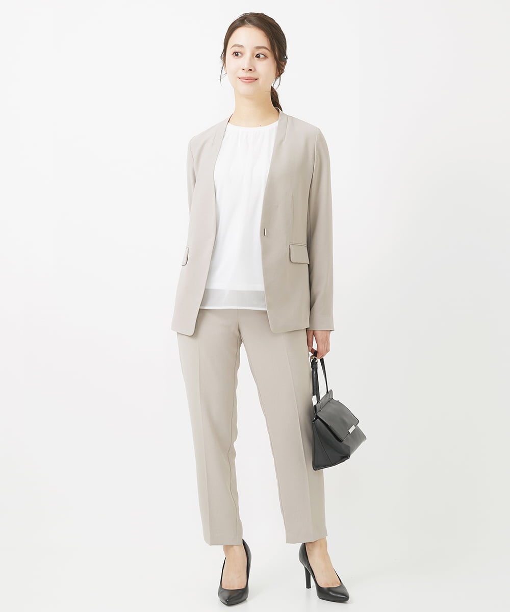 F1LGV58150 MK MICHEL KLEIN(小さいサイズ)(メゾン ドゥ サンク) 【小さいサイズ】ストレッチテーパードパンツ/UVカット/接触冷感/セットアップ対応/洗える ベージュ