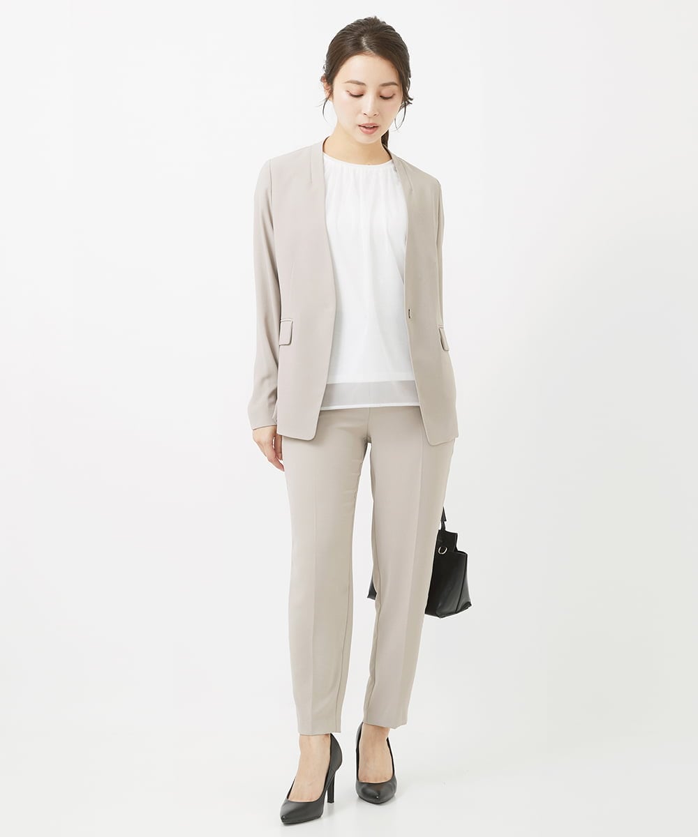 F1LGV58150 MK MICHEL KLEIN(小さいサイズ)(メゾン ドゥ サンク) 【小さいサイズ】ストレッチテーパードパンツ/UVカット/接触冷感/セットアップ対応/洗える ベージュ