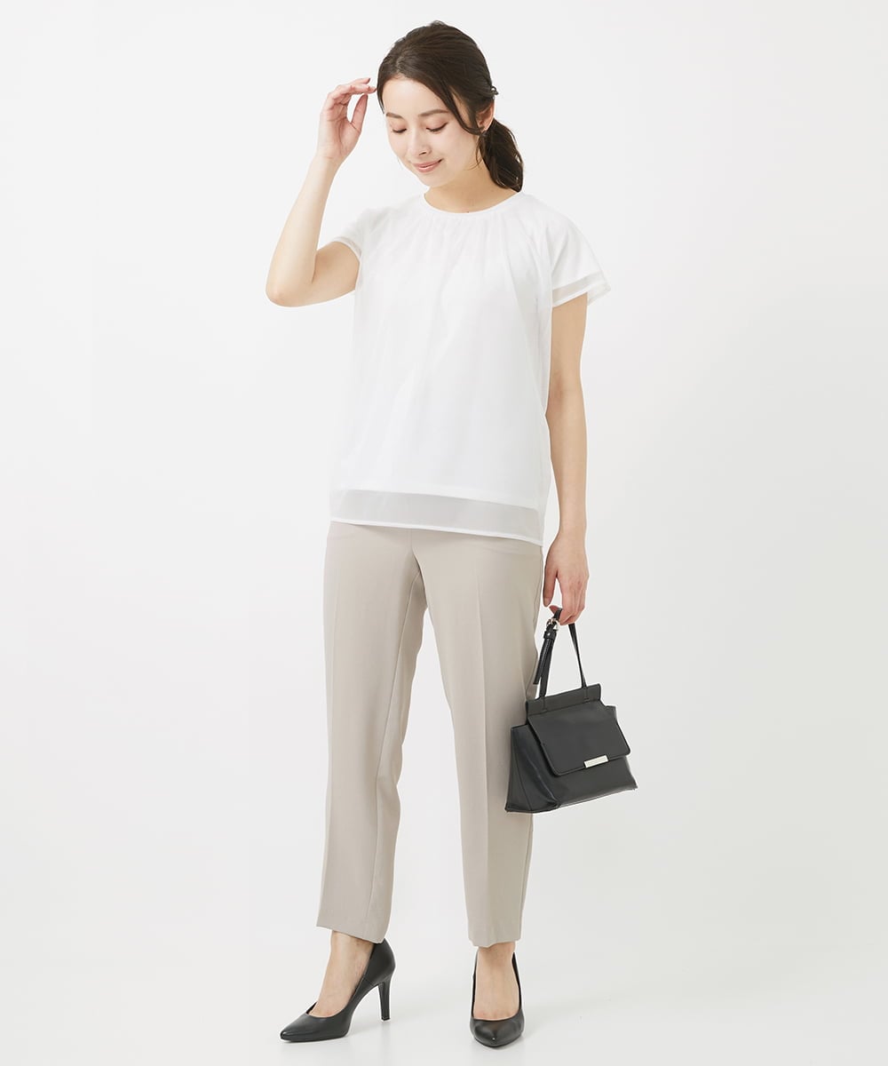 F1LGV58150 MK MICHEL KLEIN(小さいサイズ)(メゾン ドゥ サンク) 【小さいサイズ】ストレッチテーパードパンツ/UVカット/接触冷感/セットアップ対応/洗える ベージュ