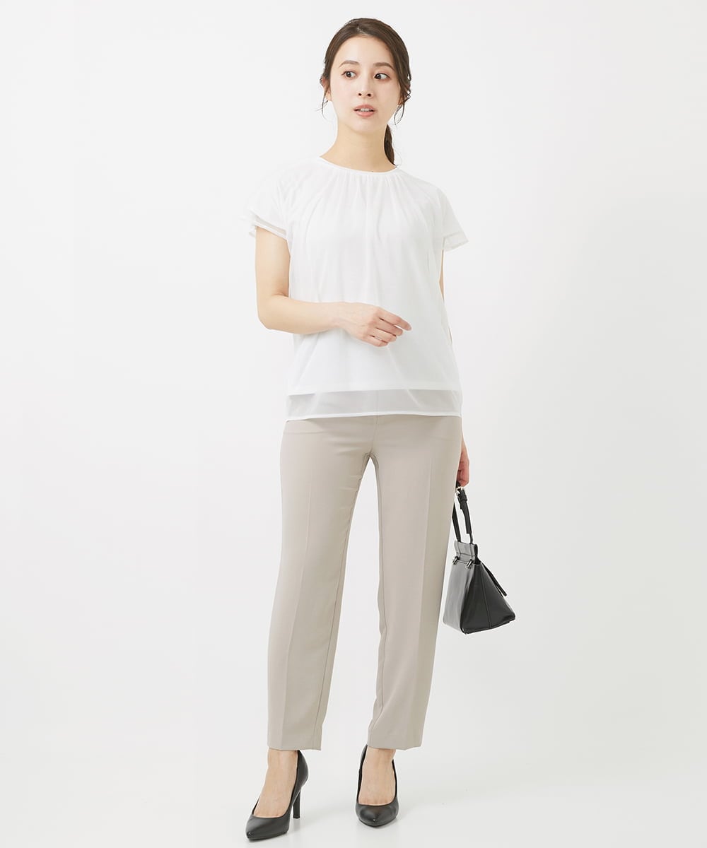 F1LGV58150 MK MICHEL KLEIN(小さいサイズ)(メゾン ドゥ サンク) 【小さいサイズ】ストレッチテーパードパンツ/UVカット/接触冷感/セットアップ対応/洗える ベージュ