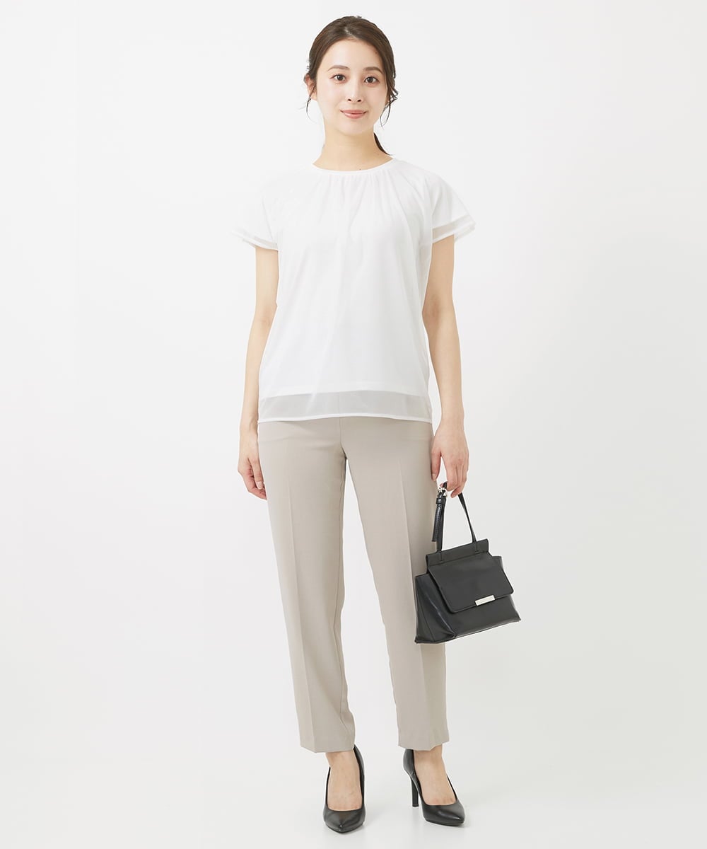 F1LGV58150 MK MICHEL KLEIN(小さいサイズ)(メゾン ドゥ サンク) 【小さいサイズ】ストレッチテーパードパンツ/UVカット/接触冷感/セットアップ対応/洗える ベージュ