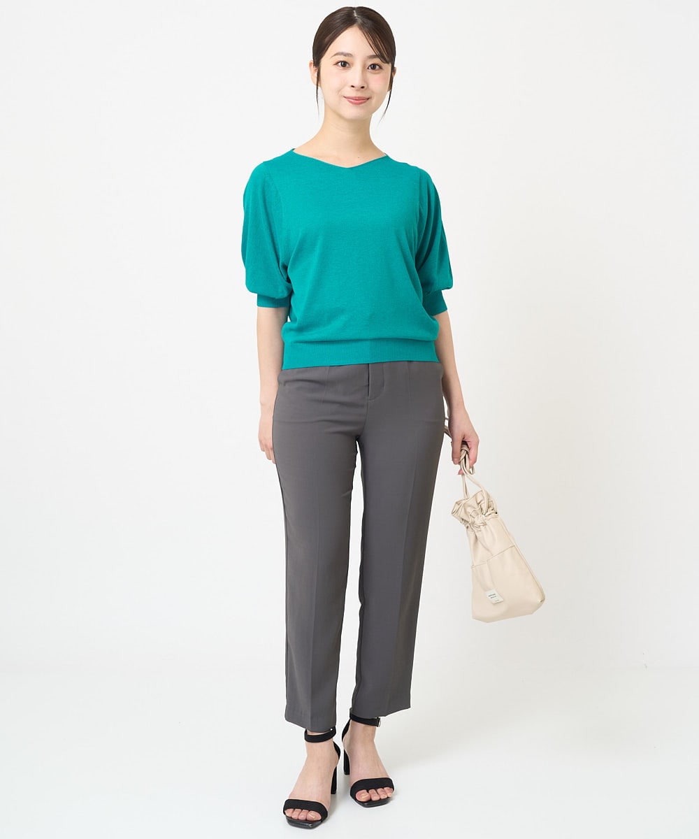 F1LGV58150 MK MICHEL KLEIN(小さいサイズ)(メゾン ドゥ サンク) 【小さいサイズ】ストレッチテーパードパンツ/UVカット/接触冷感/セットアップ対応/洗える ベージュ