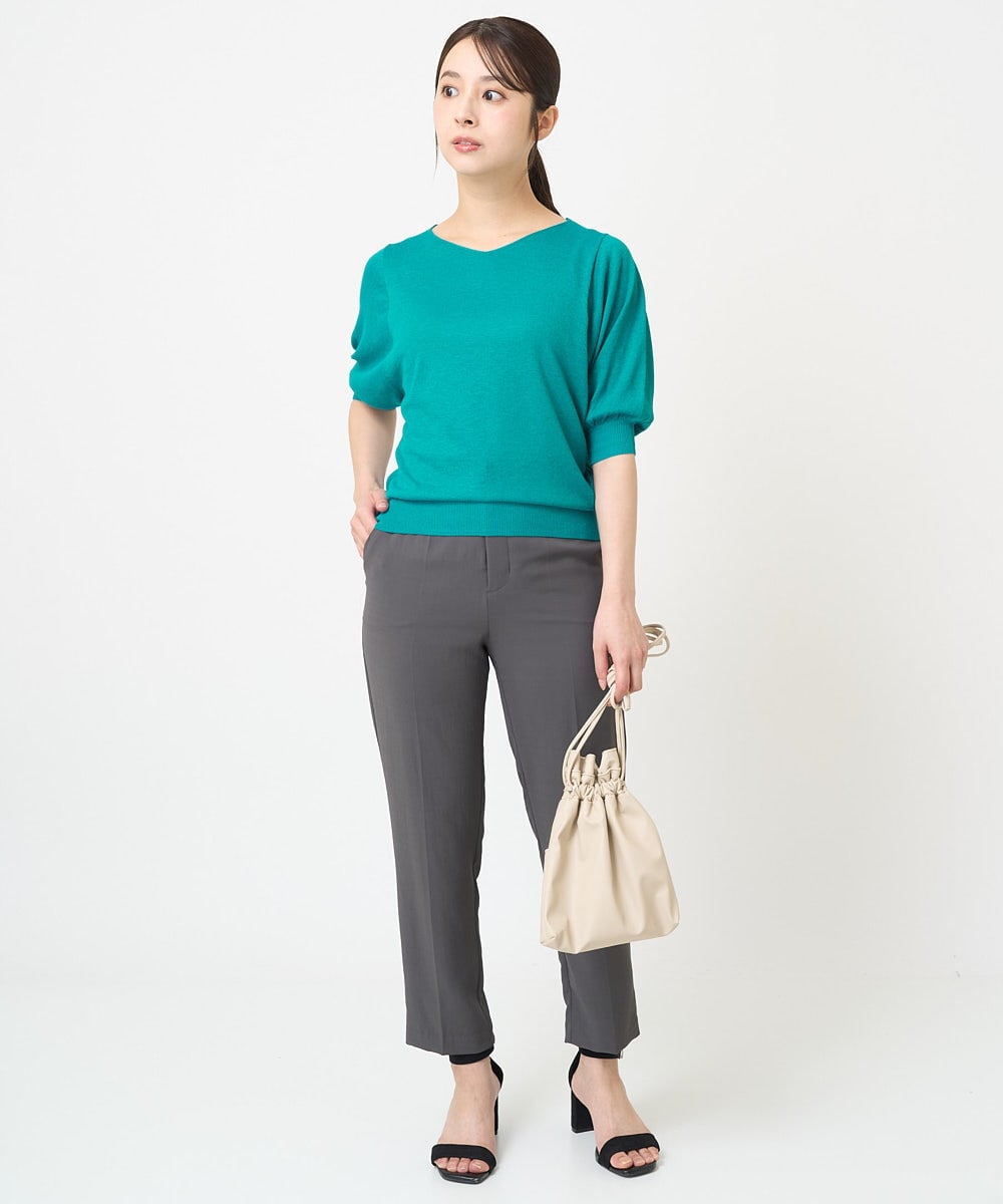 F1LGV58150 MK MICHEL KLEIN(小さいサイズ)(メゾン ドゥ サンク) 【小さいサイズ】ストレッチテーパードパンツ/UVカット/接触冷感/セットアップ対応/洗える ベージュ