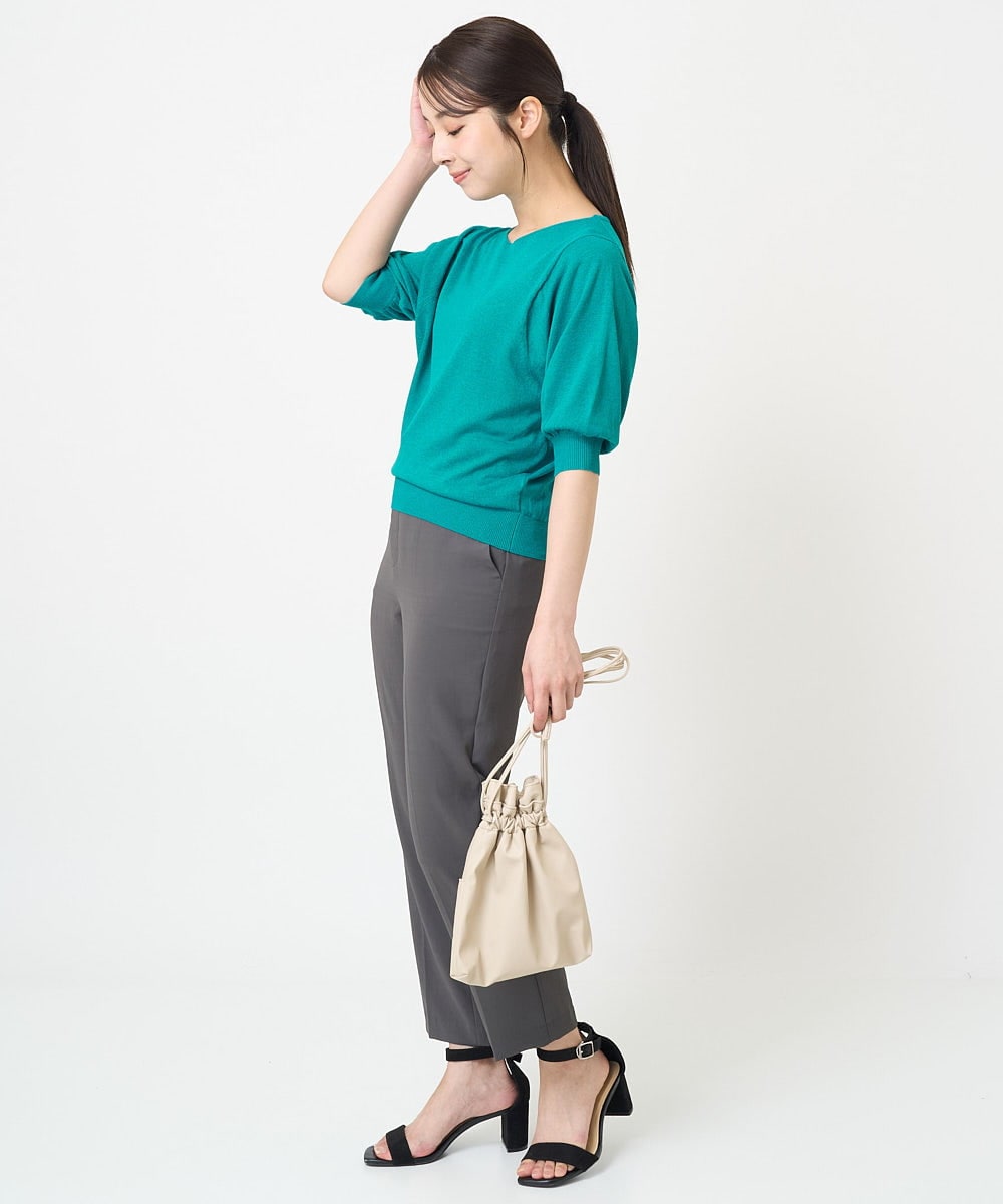 F1LGV58150 MK MICHEL KLEIN(小さいサイズ)(メゾン ドゥ サンク) 【小さいサイズ】ストレッチテーパードパンツ/UVカット/接触冷感/セットアップ対応/洗える ベージュ