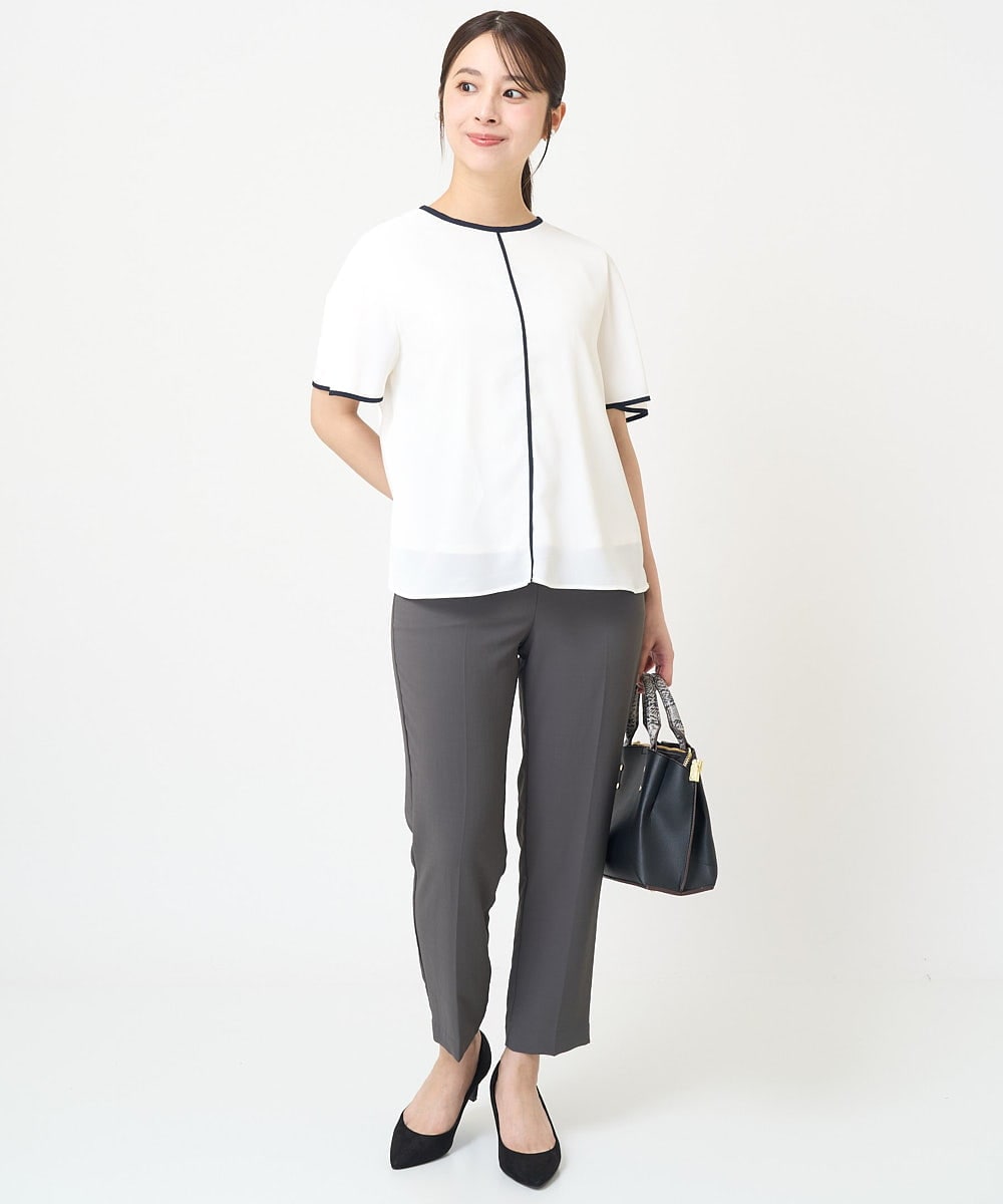 F1LGV58150 MK MICHEL KLEIN(小さいサイズ)(メゾン ドゥ サンク) 【小さいサイズ】ストレッチテーパードパンツ/UVカット/接触冷感/セットアップ対応/洗える ベージュ