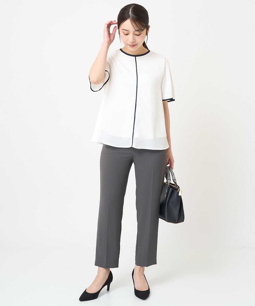 F1LGV58150 MK MICHEL KLEIN(小さいサイズ)(メゾン ドゥ サンク) 【小さいサイズ】ストレッチテーパードパンツ/UVカット/接触冷感/セットアップ対応/洗える ベージュ