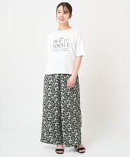 F1LGV60160 MK MICHEL KLEIN(小さいサイズ)(メゾン ドゥ サンク) 【小さいサイズ】花柄イージーワイドパンツ/洗える グリーン