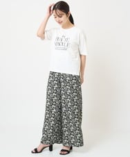 F1LGV60160 MK MICHEL KLEIN(小さいサイズ)(メゾン ドゥ サンク) 【小さいサイズ】花柄イージーワイドパンツ/洗える グリーン