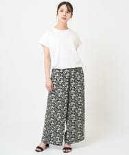 F1LGV60160 MK MICHEL KLEIN(小さいサイズ)(メゾン ドゥ サンク) 【小さいサイズ】花柄イージーワイドパンツ/洗える グリーン