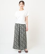 F1LGV60160 MK MICHEL KLEIN(小さいサイズ)(メゾン ドゥ サンク) 【小さいサイズ】花柄イージーワイドパンツ/洗える グリーン
