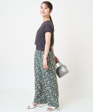 F1LGV60160 MK MICHEL KLEIN(小さいサイズ)(メゾン ドゥ サンク) 【小さいサイズ】花柄イージーワイドパンツ/洗える グリーン