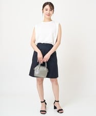 F1LGV66140 MK MICHEL KLEIN(小さいサイズ)(メゾン ドゥ サンク) 【小さいサイズ】ベーシックツイルショート丈パンツ/洗える ネイビー