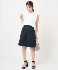 F1LGV66140 MK MICHEL KLEIN(小さいサイズ)(メゾン ドゥ サンク) 【小さいサイズ】ベーシックツイルショート丈パンツ/洗える ネイビー
