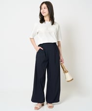 F1LHA62150 MK MICHEL KLEIN(小さいサイズ)(メゾン ドゥ サンク) 【小さいサイズ】リラクシーワイドパンツ/UVカット/接触冷感/洗える/セットアップ対応 ベージュ