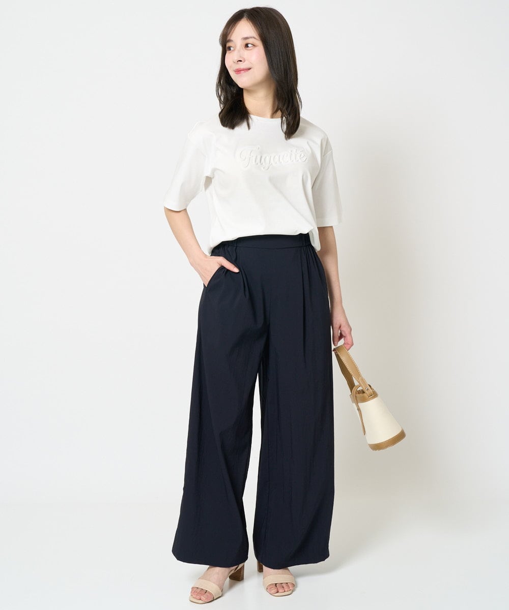 F1LHA62150 MK MICHEL KLEIN(小さいサイズ)(メゾン ドゥ サンク) 【小さいサイズ】リラクシーワイドパンツ/UVカット/接触冷感/洗える/セットアップ対応 ベージュ