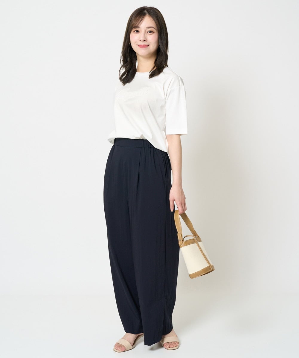 F1LHA62150 MK MICHEL KLEIN(小さいサイズ)(メゾン ドゥ サンク) 【小さいサイズ】リラクシーワイドパンツ/UVカット/接触冷感/洗える/セットアップ対応 ベージュ