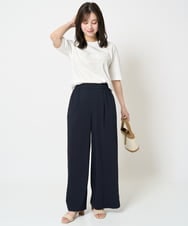 F1LHA62150 MK MICHEL KLEIN(小さいサイズ)(メゾン ドゥ サンク) 【小さいサイズ】リラクシーワイドパンツ/UVカット/接触冷感/洗える/セットアップ対応 ベージュ