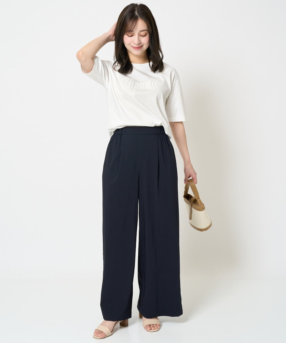 F1LHA62150 MK MICHEL KLEIN(小さいサイズ)(メゾン ドゥ サンク) 【小さいサイズ】リラクシーワイドパンツ/UVカット/接触冷感/洗える/セットアップ対応 ベージュ