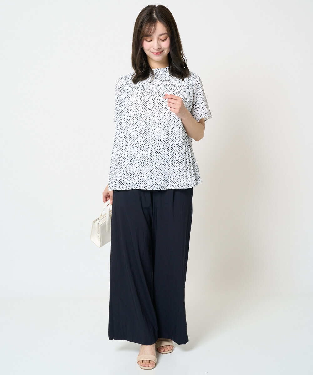 F1LHA62150 MK MICHEL KLEIN(小さいサイズ)(メゾン ドゥ サンク) 【小さいサイズ】リラクシーワイドパンツ/UVカット/接触冷感/洗える/セットアップ対応 ベージュ