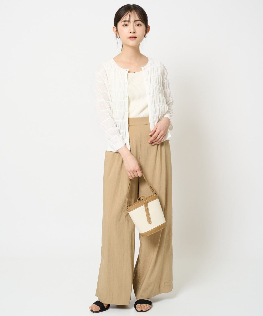 F1LHA62150 MK MICHEL KLEIN(小さいサイズ)(メゾン ドゥ サンク) 【小さいサイズ】リラクシーワイドパンツ/UVカット/接触冷感/洗える/セットアップ対応 ベージュ