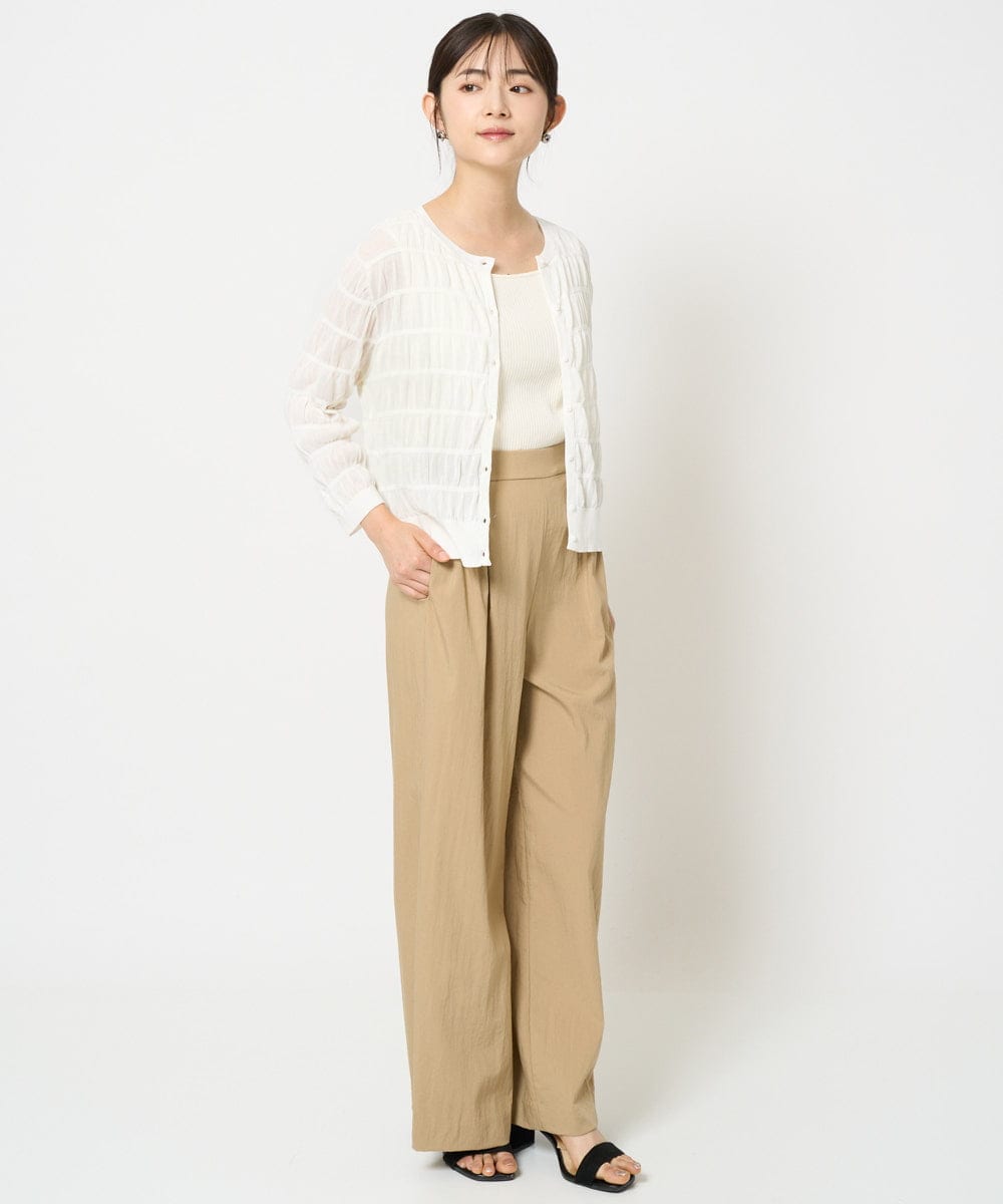 F1LHA62150 MK MICHEL KLEIN(小さいサイズ)(メゾン ドゥ サンク) 【小さいサイズ】リラクシーワイドパンツ/UVカット/接触冷感/洗える/セットアップ対応 ベージュ