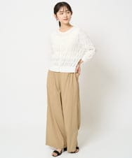 F1LHA62150 MK MICHEL KLEIN(小さいサイズ)(メゾン ドゥ サンク) 【小さいサイズ】リラクシーワイドパンツ/UVカット/接触冷感/洗える/セットアップ対応 ベージュ