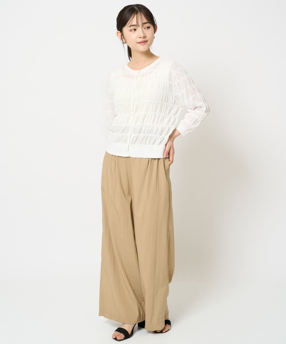 F1LHA62150 MK MICHEL KLEIN(小さいサイズ)(メゾン ドゥ サンク) 【小さいサイズ】リラクシーワイドパンツ/UVカット/接触冷感/洗える/セットアップ対応 ベージュ