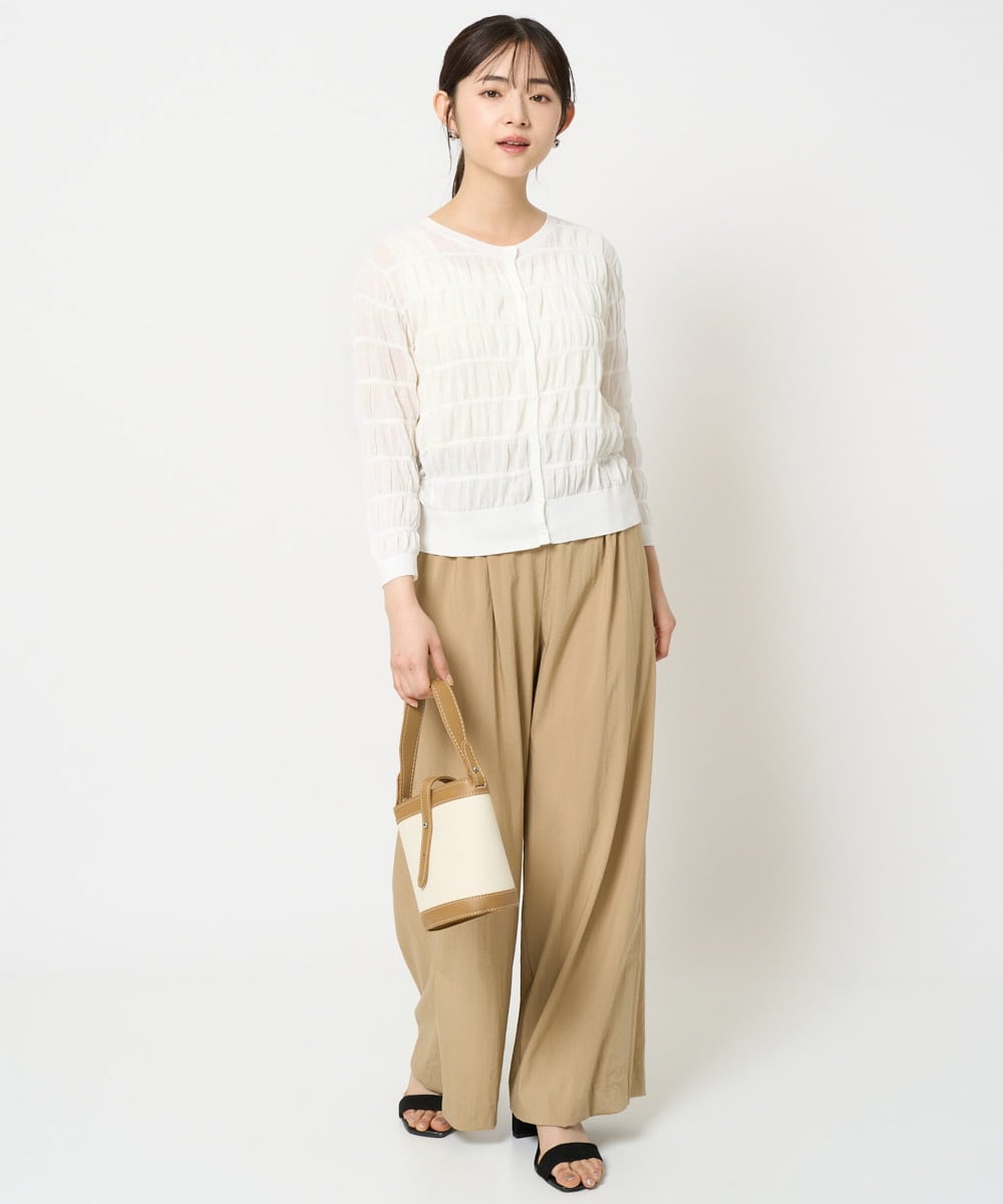 F1LHA62150 MK MICHEL KLEIN(小さいサイズ)(メゾン ドゥ サンク) 【小さいサイズ】リラクシーワイドパンツ/UVカット/接触冷感/洗える/セットアップ対応 ベージュ