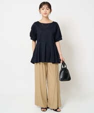 F1LHA62150 MK MICHEL KLEIN(小さいサイズ)(メゾン ドゥ サンク) 【小さいサイズ】リラクシーワイドパンツ/UVカット/接触冷感/洗える/セットアップ対応 ベージュ