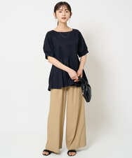 F1LHA62150 MK MICHEL KLEIN(小さいサイズ)(メゾン ドゥ サンク) 【小さいサイズ】リラクシーワイドパンツ/UVカット/接触冷感/洗える/セットアップ対応 ベージュ
