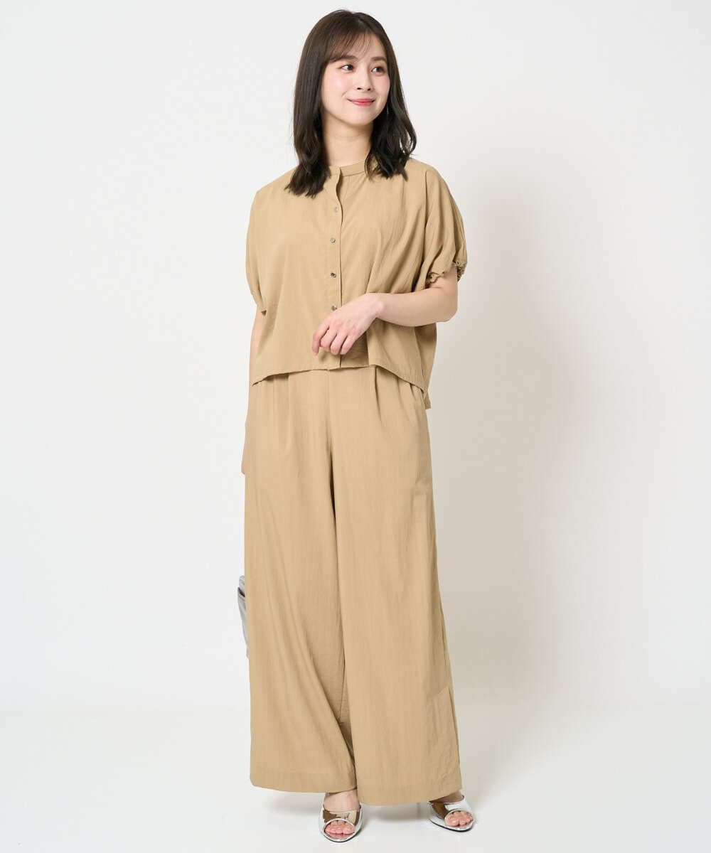 F1LHA62150 MK MICHEL KLEIN(小さいサイズ)(メゾン ドゥ サンク) 【小さいサイズ】リラクシーワイドパンツ/UVカット/接触冷感/洗える/セットアップ対応 ベージュ