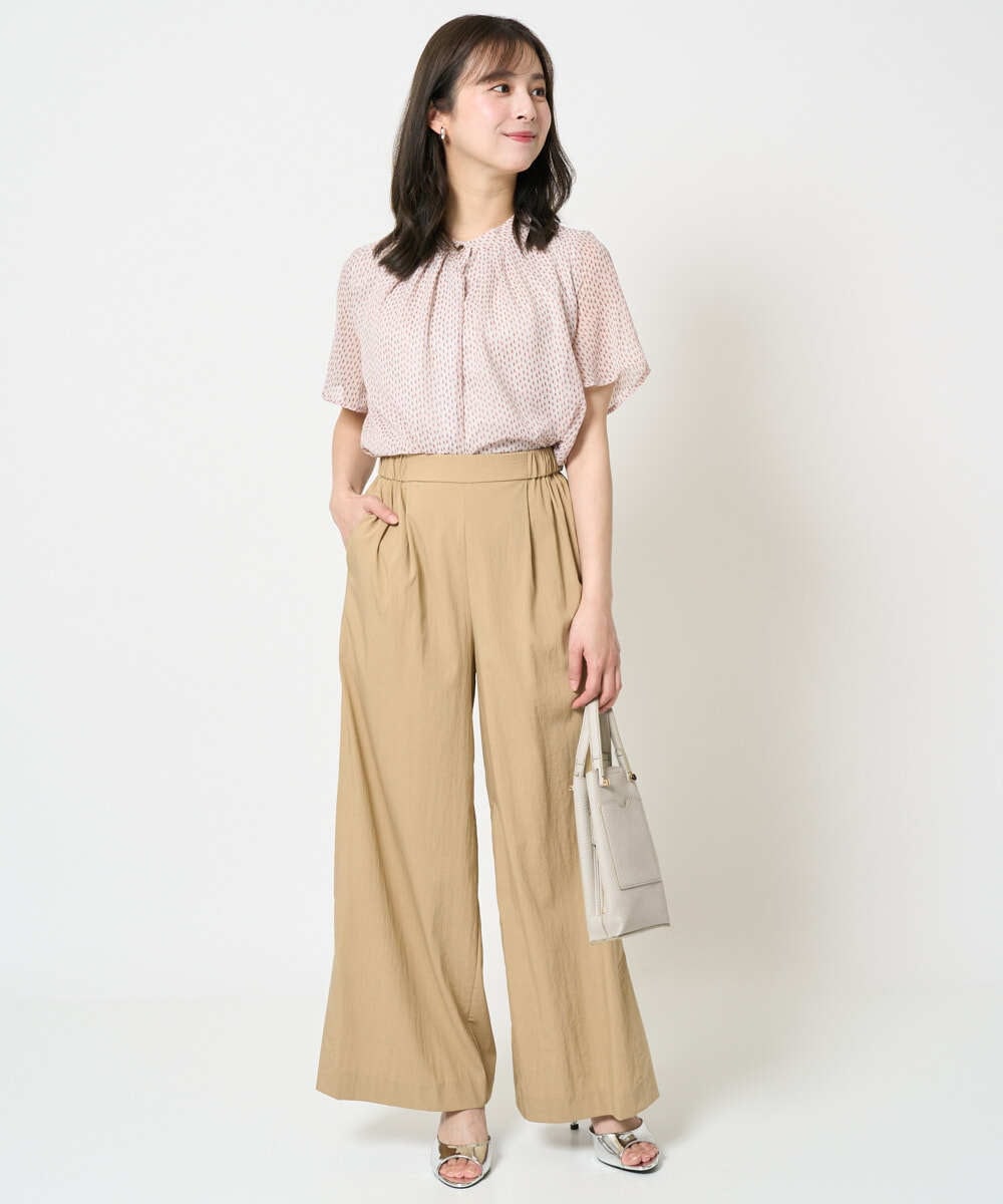 F1LHA62150 MK MICHEL KLEIN(小さいサイズ)(メゾン ドゥ サンク) 【小さいサイズ】リラクシーワイドパンツ/UVカット/接触冷感/洗える/セットアップ対応 ベージュ