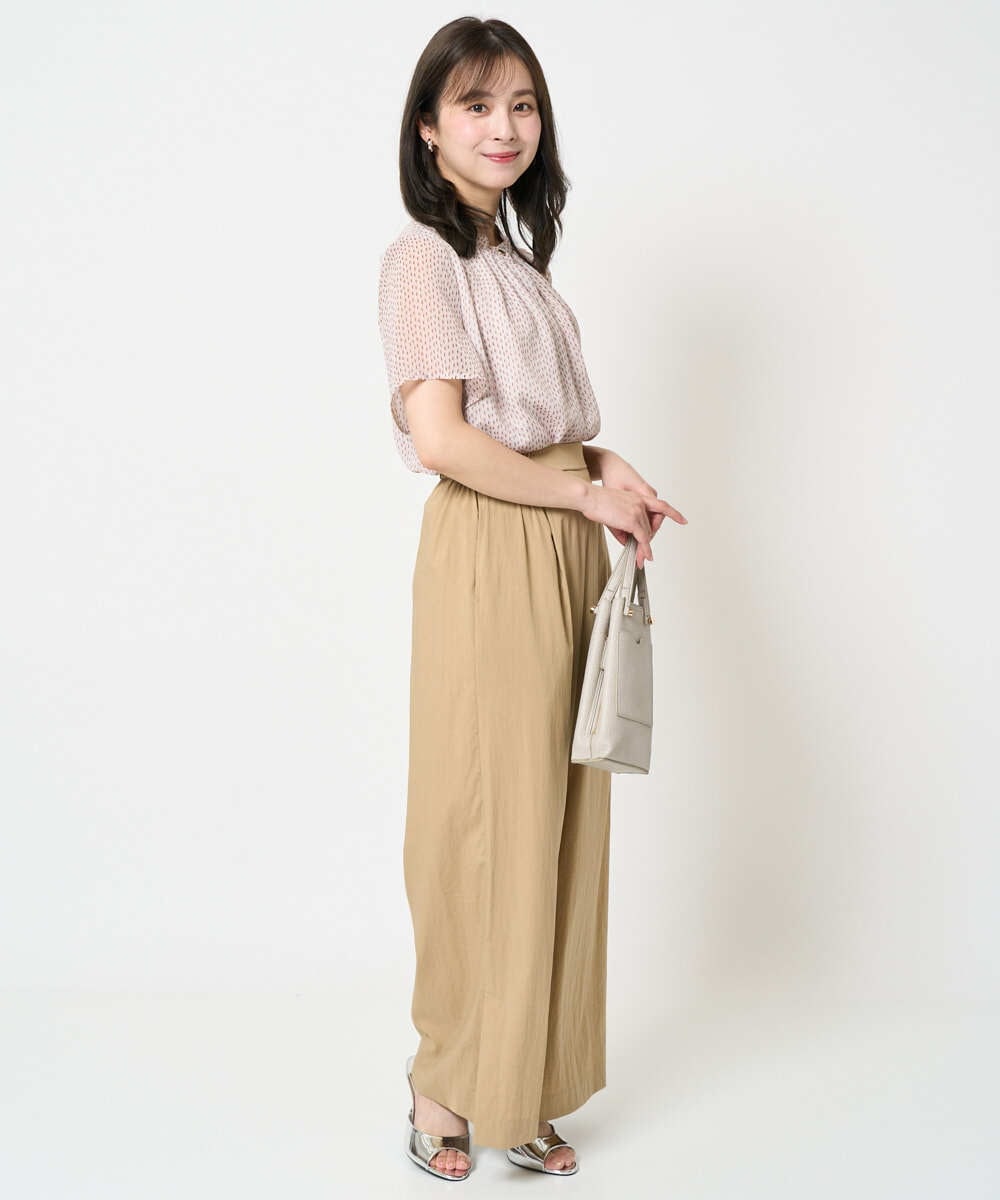 F1LHA62150 MK MICHEL KLEIN(小さいサイズ)(メゾン ドゥ サンク) 【小さいサイズ】リラクシーワイドパンツ/UVカット/接触冷感/洗える/セットアップ対応 ベージュ